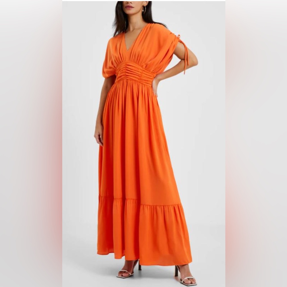 French Connection‎ Audrey Autumn Wedding Guest Maxi Dress Mandarin Orange Sz 6